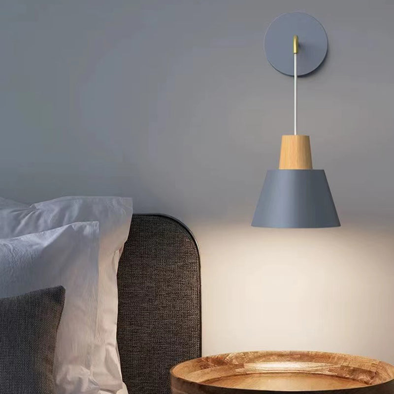 Modern Style Wall Light Fixture Creative Wooden Geometric Wall Light Sconce for Bedroom