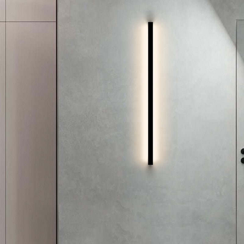 Metal Linear Shape Wall Lighting Modern Style 1 Light Wall Mounted Light Fixture in Black