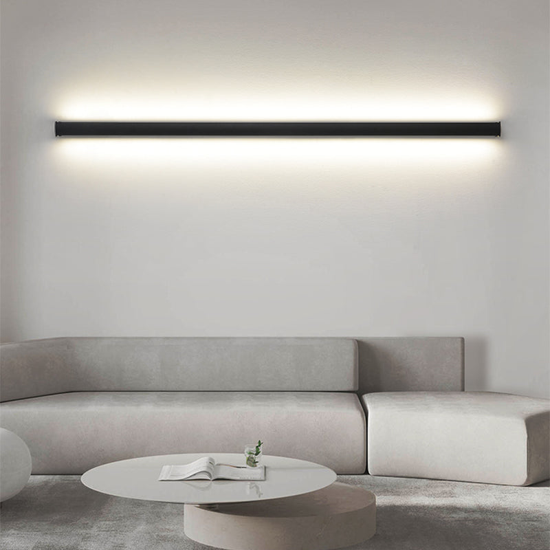 Metal Linear Shape Wall Lighting Modern Style 1 Light Wall Mounted Light Fixture in Black