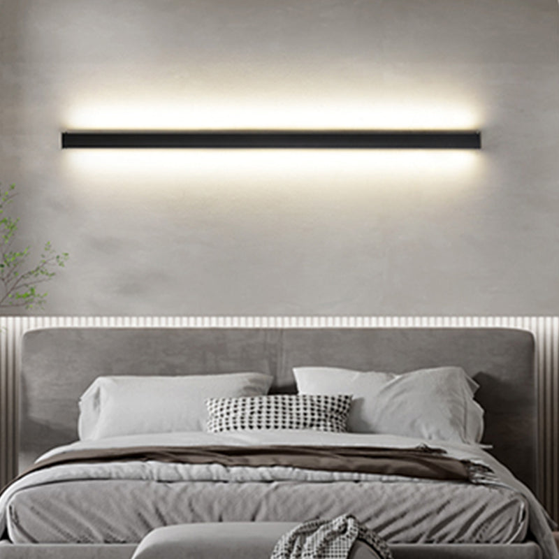 Metal Linear Shape Wall Lighting Modern Style 1 Light Wall Mounted Light Fixture in Black