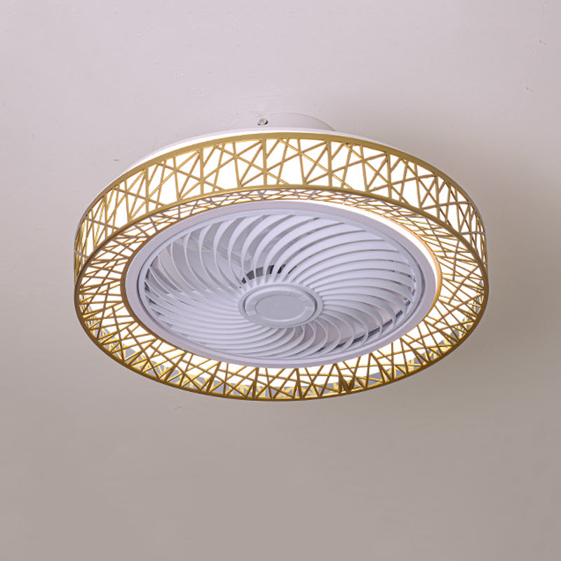 Simple Circle Ceiling Fan Lamp Metal LED Ceiling Flush Mount