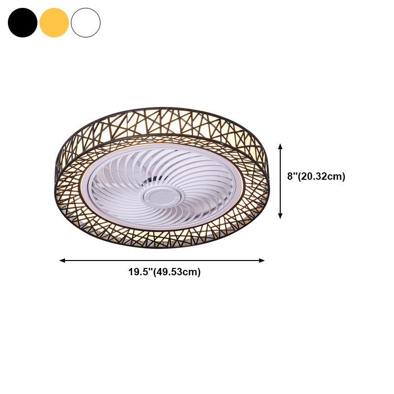 Simple Circle Ceiling Fan Lamp Metal LED Ceiling Flush Mount