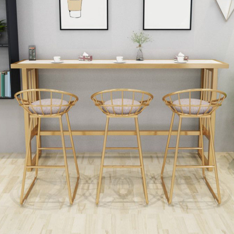 Stone Bar Dining Table Glam Rectangle Bar Table with Trestle Pedestal for Dining Room Cafe
