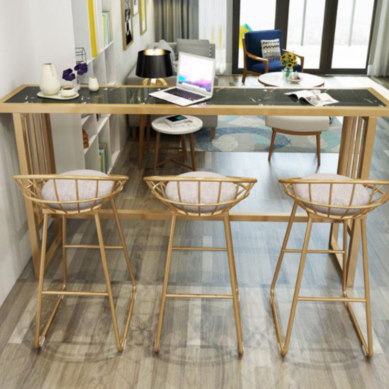 Stone Bar Dining Table Glam Rectangle Bar Table with Trestle Pedestal for Dining Room Cafe
