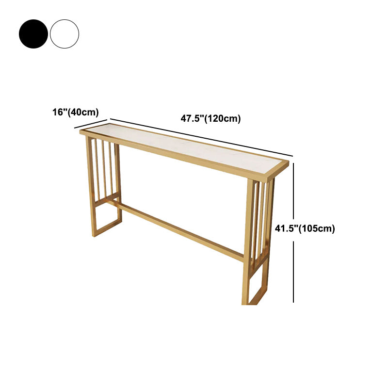 Stone Bar Dining Table Glam Rectangle Bar Table with Trestle Pedestal for Dining Room Cafe