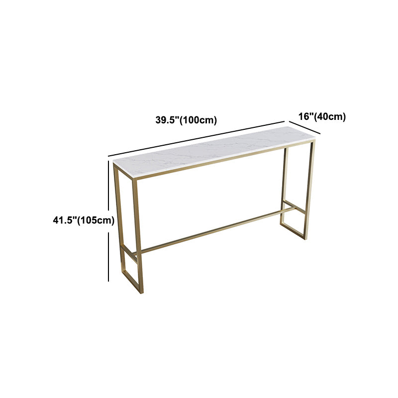 Stone Bar Dining Table Glam Style Rectangle Bar Table with Trestle for Dessert Shop