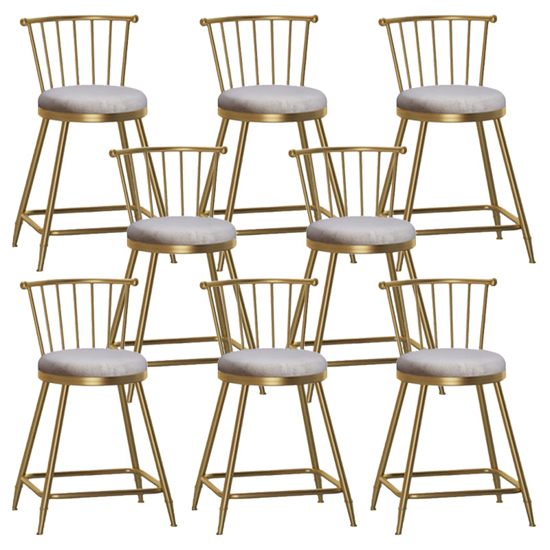 Nordic Glam Style Bar Stool Round Counter Bar Stool with Metal Legs