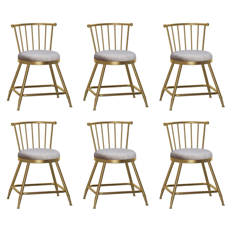 Nordic Glam Style Bar Stool Round Counter Bar Stool with Metal Legs