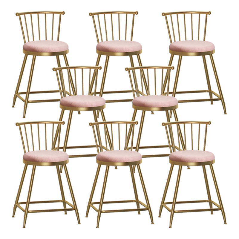 Nordic Glam Style Bar Stool Round Counter Bar Stool with Metal Legs