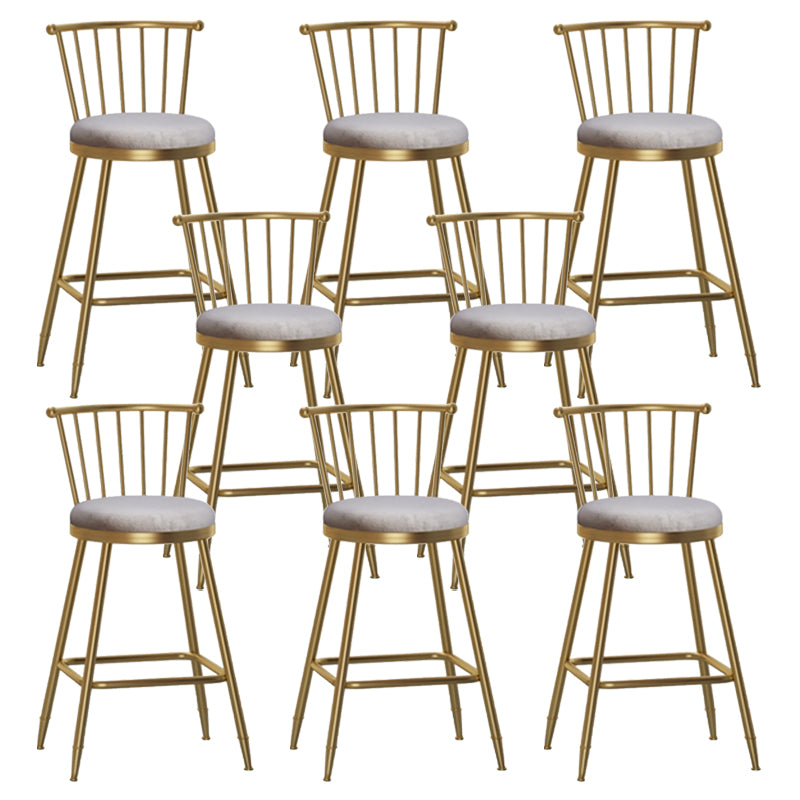 Nordic Glam Style Bar Stool Round Counter Bar Stool with Metal Legs