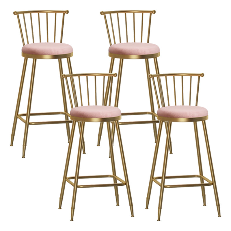 Nordic Glam Style Bar Stool Round Counter Bar Stool with Metal Legs