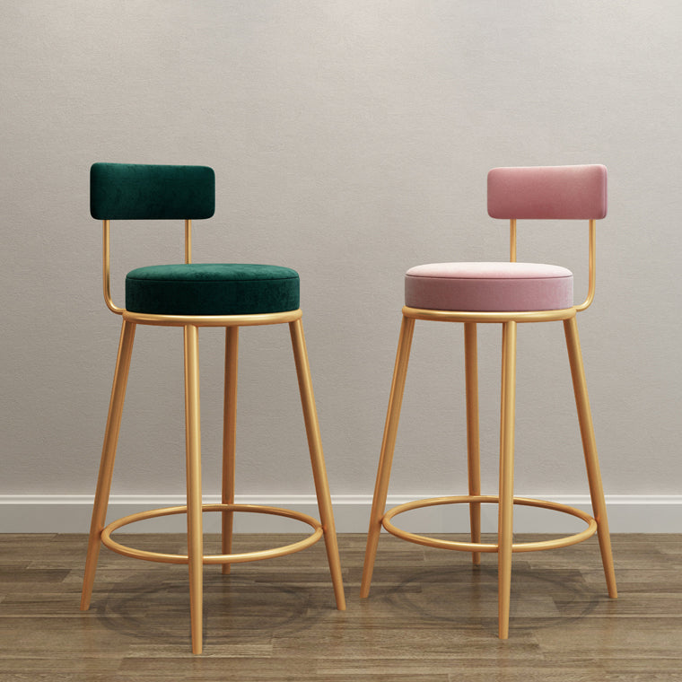Nordic Glam Bar Stool Round Counter Bar-Stool with Metal Legs