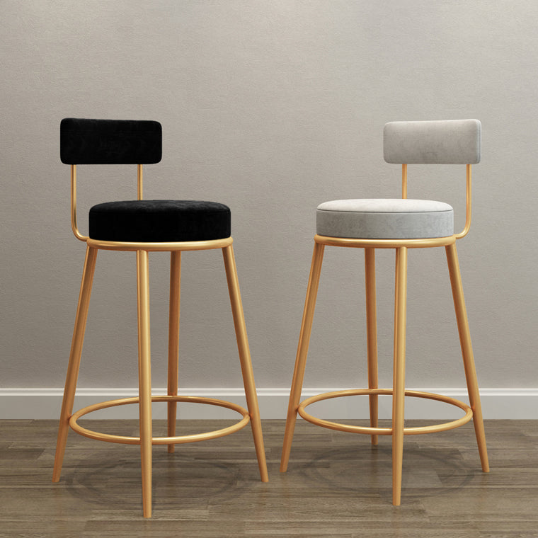 Nordic Glam Bar Stool Round Counter Bar-Stool with Metal Legs