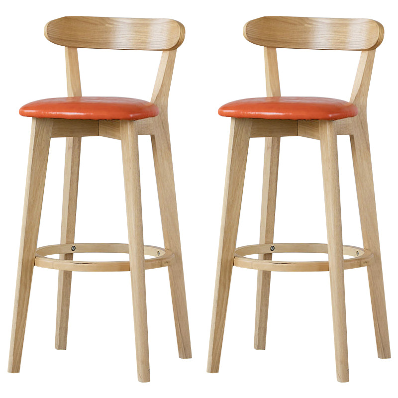 Scandinavian Rubberwood Low Back Barstool Milk Tea Shop Upholstered Stool