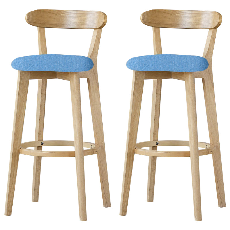 Scandinavian Rubberwood Low Back Barstool Milk Tea Shop Upholstered Stool
