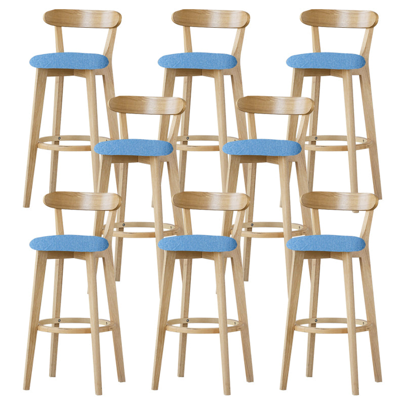 Scandinavian Rubberwood Low Back Barstool Milk Tea Shop Upholstered Stool