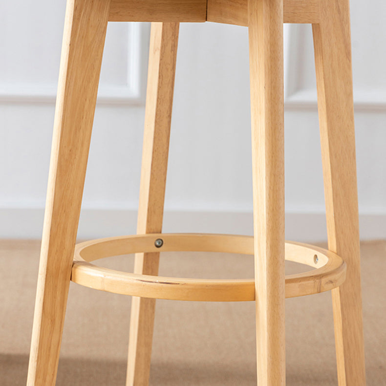 Scandinavian Rubberwood Low Back Barstool Milk Tea Shop Upholstered Stool
