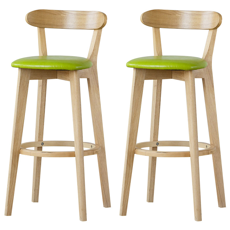 Scandinavian Rubberwood Low Back Barstool Milk Tea Shop Upholstered Stool