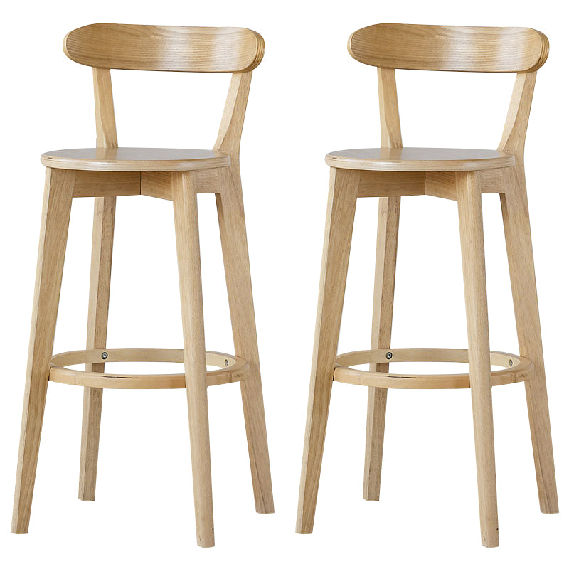 Scandinavian Rubberwood Low Back Barstool Milk Tea Shop Upholstered Stool