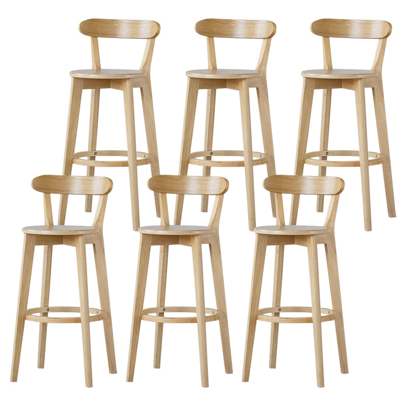 Scandinavian Rubberwood Low Back Barstool Milk Tea Shop Upholstered Stool