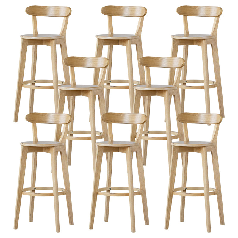 Scandinavian Rubberwood Low Back Barstool Milk Tea Shop Upholstered Stool