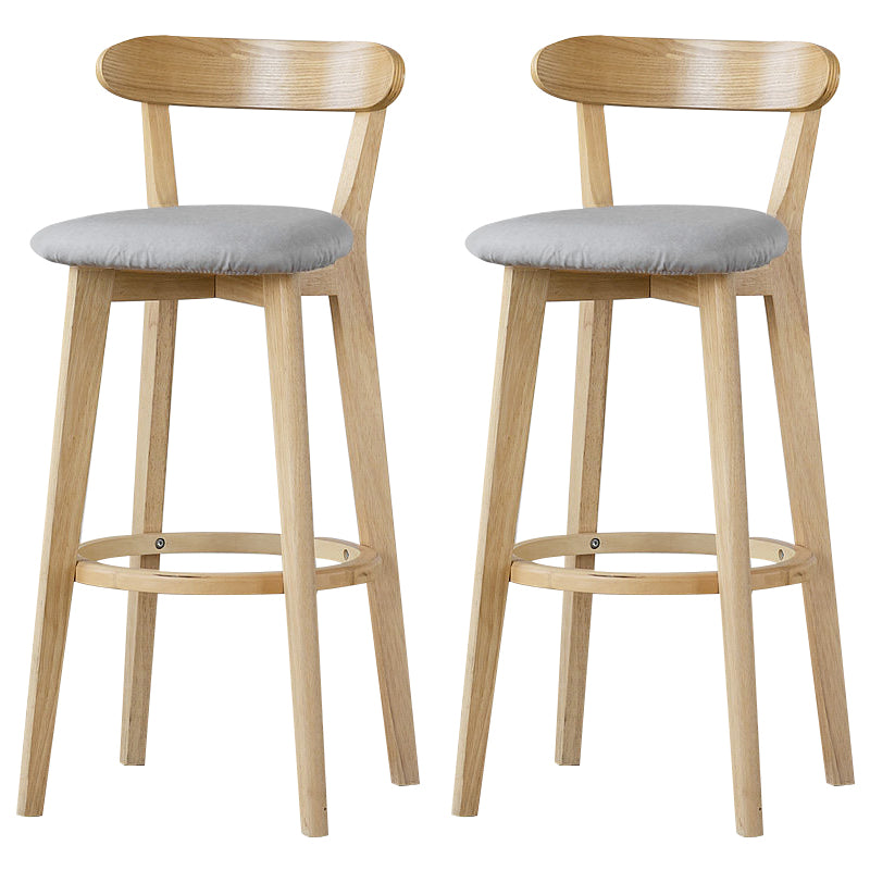 Scandinavian Rubberwood Low Back Barstool Milk Tea Shop Upholstered Stool