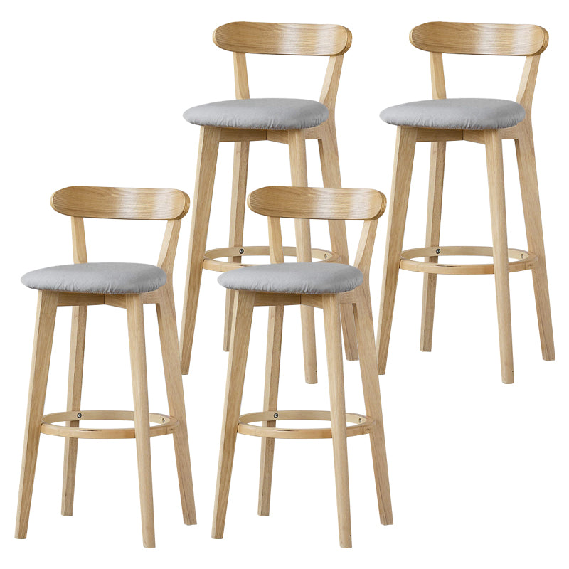 Scandinavian Rubberwood Low Back Barstool Milk Tea Shop Upholstered Stool
