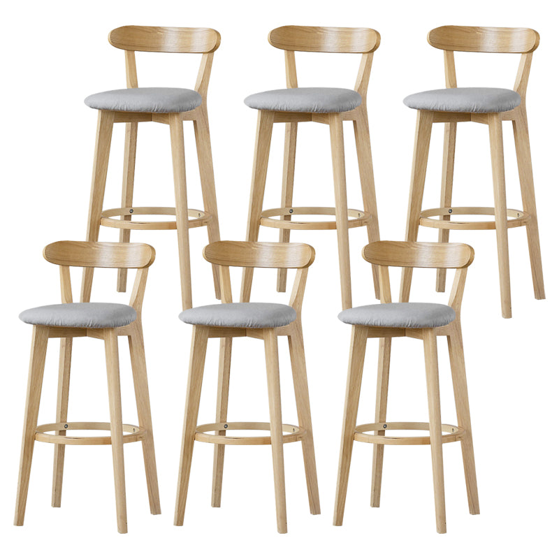 Scandinavian Rubberwood Low Back Barstool Milk Tea Shop Upholstered Stool