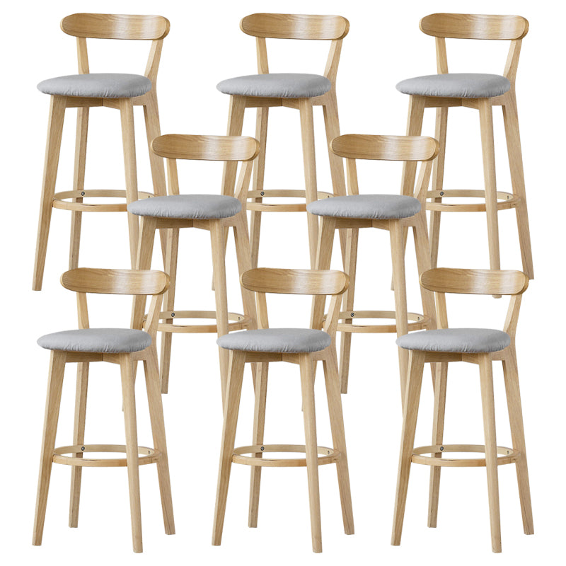 Scandinavian Rubberwood Low Back Barstool Milk Tea Shop Upholstered Stool