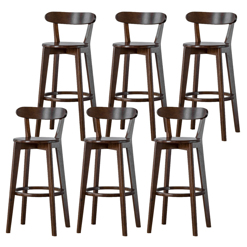 Scandinavian Rubberwood Low Back Barstool Milk Tea Shop Upholstered Stool