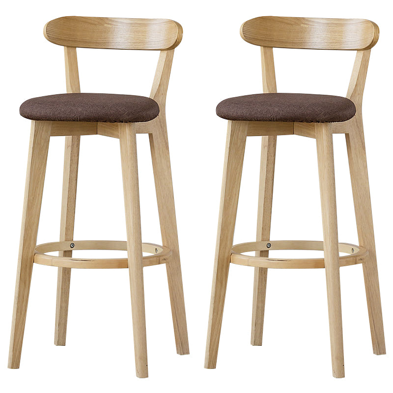 Scandinavian Rubberwood Low Back Barstool Milk Tea Shop Upholstered Stool