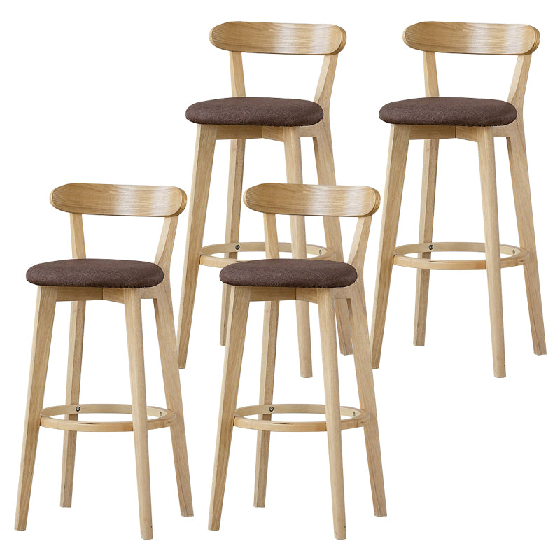 Scandinavian Rubberwood Low Back Barstool Milk Tea Shop Upholstered Stool