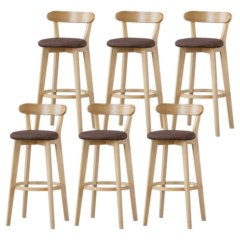 Scandinavian Rubberwood Low Back Barstool Milk Tea Shop Upholstered Stool