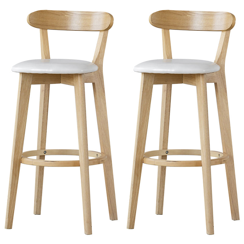 Scandinavian Rubberwood Low Back Barstool Milk Tea Shop Upholstered Stool