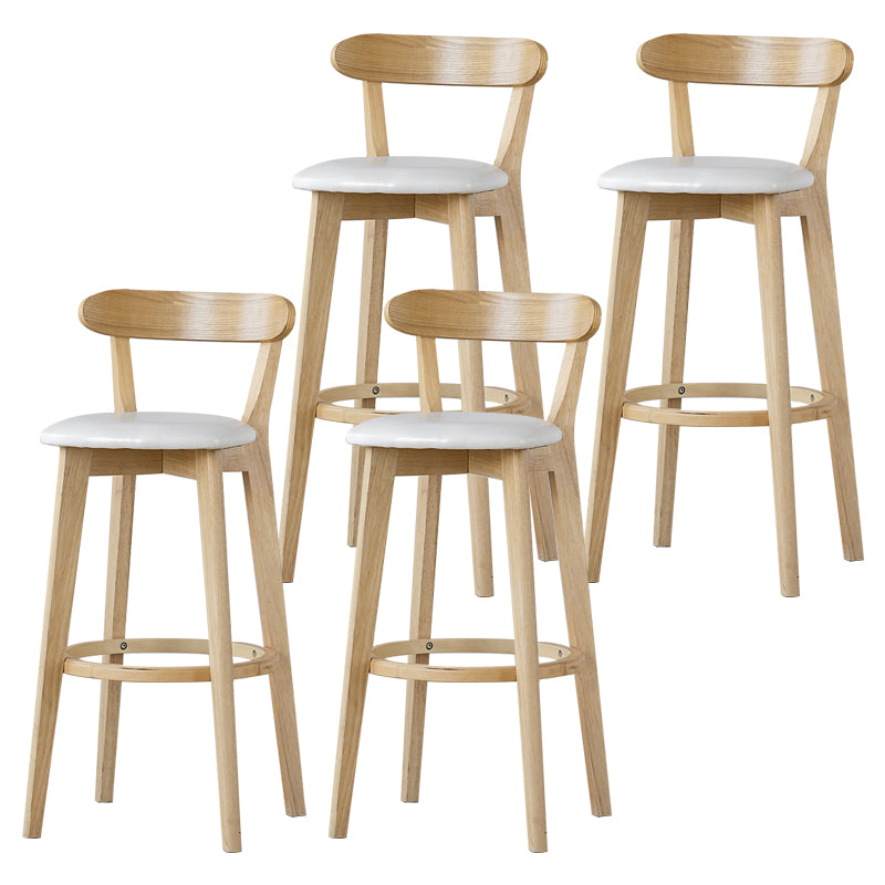 Scandinavian Rubberwood Low Back Barstool Milk Tea Shop Upholstered Stool