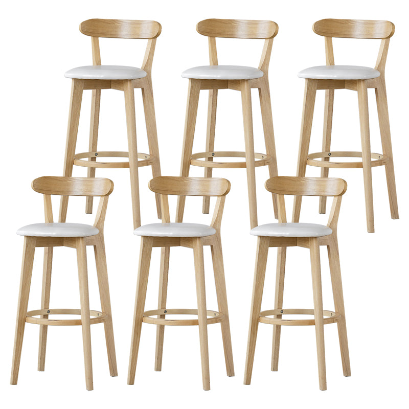 Scandinavian Rubberwood Low Back Barstool Milk Tea Shop Upholstered Stool