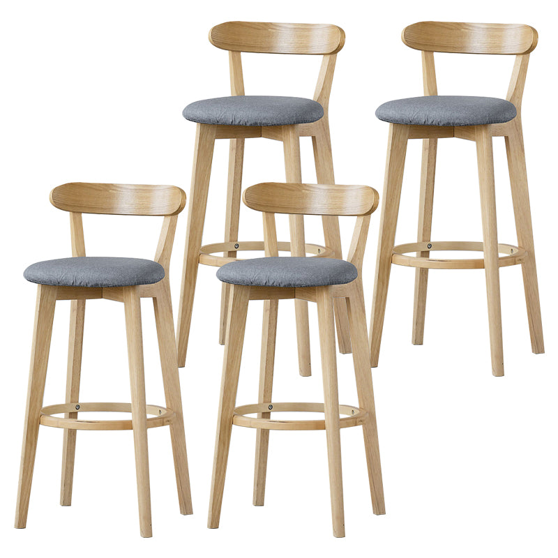 Scandinavian Rubberwood Low Back Barstool Milk Tea Shop Upholstered Stool
