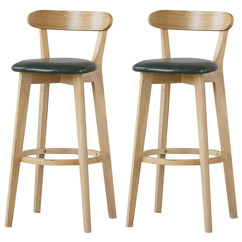 Scandinavian Rubberwood Low Back Barstool Milk Tea Shop Upholstered Stool