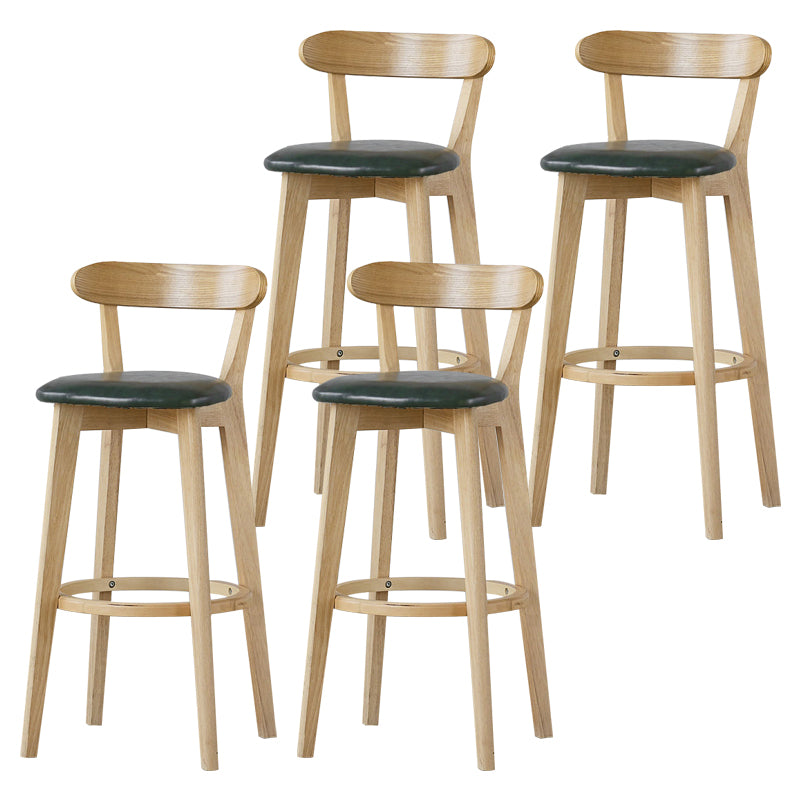 Scandinavian Rubberwood Low Back Barstool Milk Tea Shop Upholstered Stool