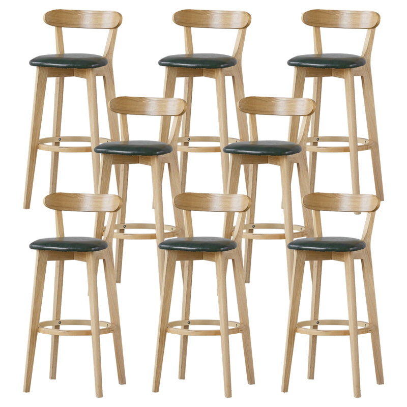 Scandinavian Rubberwood Low Back Barstool Milk Tea Shop Upholstered Stool