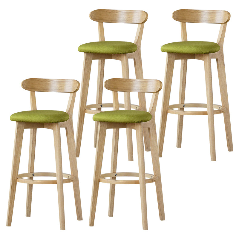 Scandinavian Rubberwood Low Back Barstool Milk Tea Shop Upholstered Stool