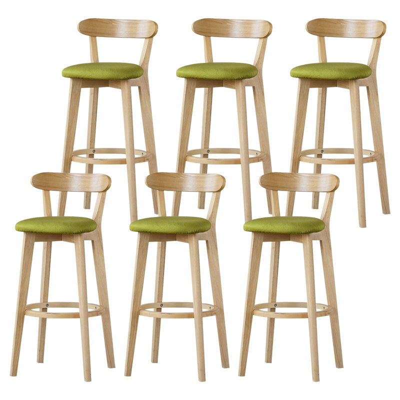 Scandinavian Rubberwood Low Back Barstool Milk Tea Shop Upholstered Stool