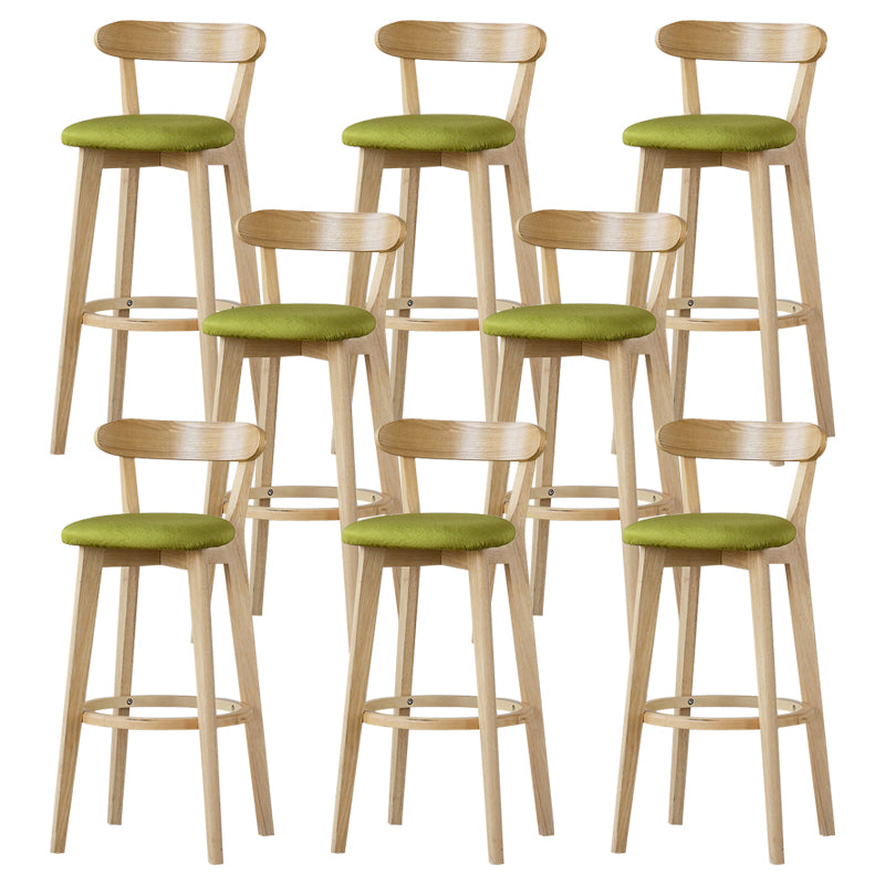 Scandinavian Rubberwood Low Back Barstool Milk Tea Shop Upholstered Stool
