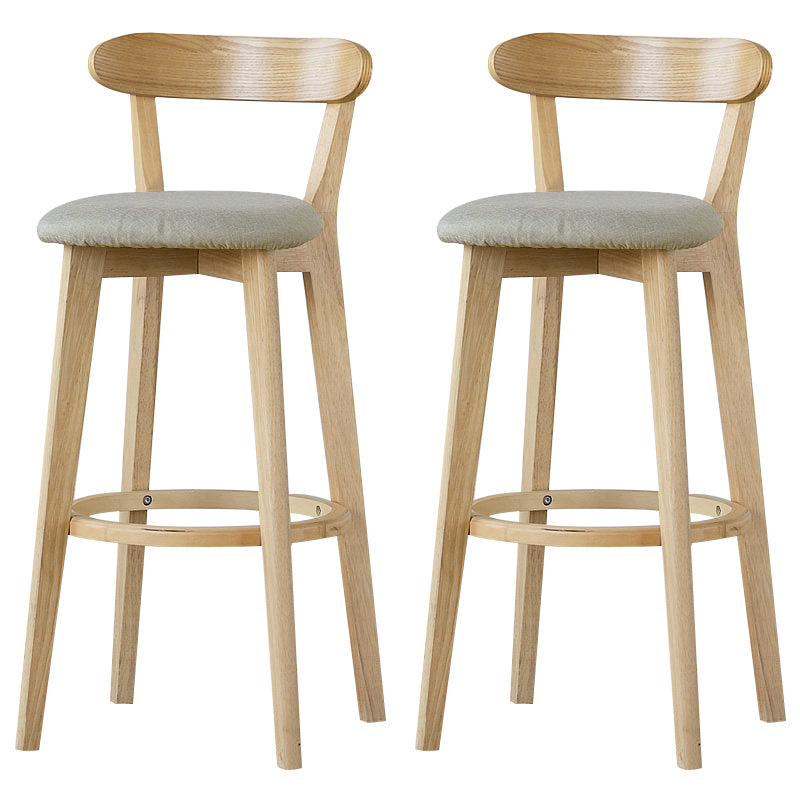 Scandinavian Rubberwood Low Back Barstool Milk Tea Shop Upholstered Stool