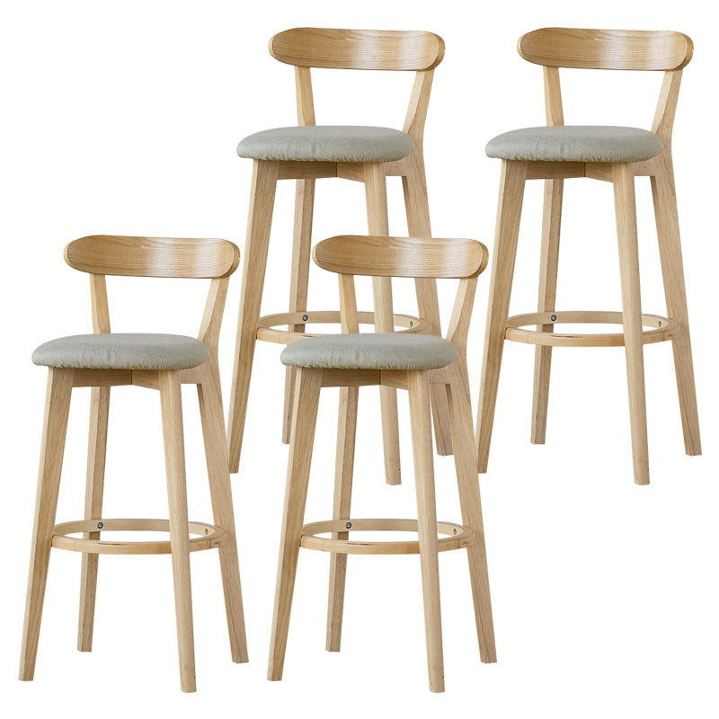 Scandinavian Rubberwood Low Back Barstool Milk Tea Shop Upholstered Stool
