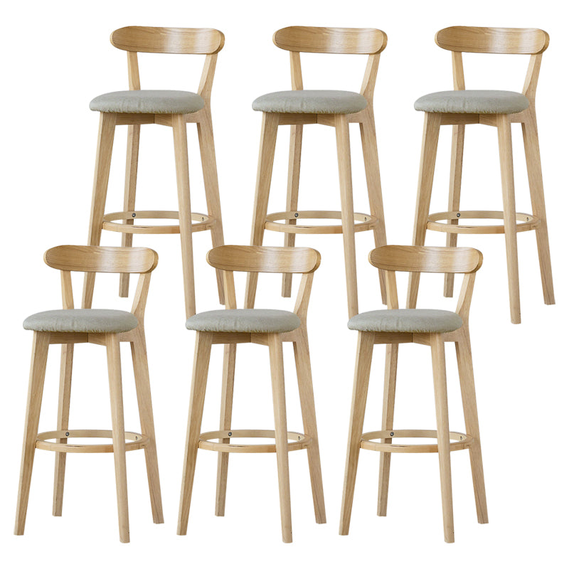 Scandinavian Rubberwood Low Back Barstool Milk Tea Shop Upholstered Stool
