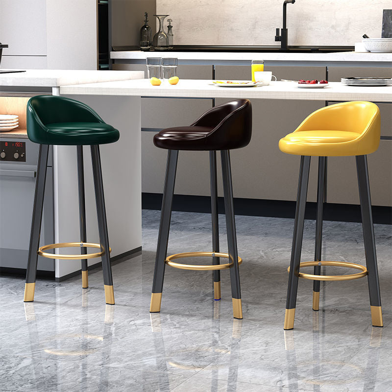 Reception Low Back Scandinavian Stool Matte Finish Upholstered Bar Stools
