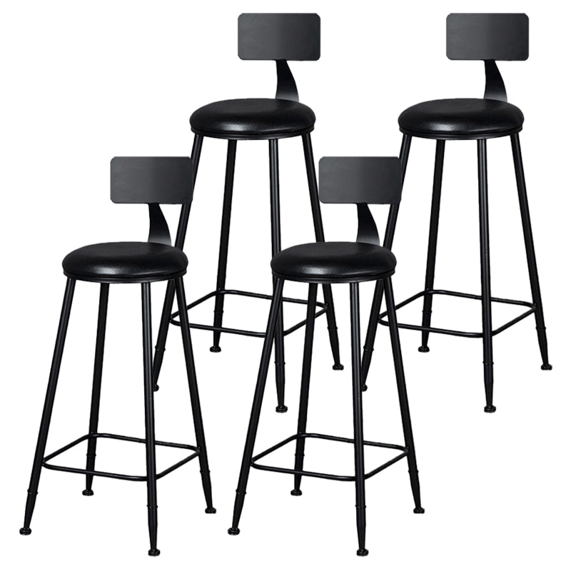 Industrial Footrest Milk Tea Shop Stool Low Back Iron Bar Stool