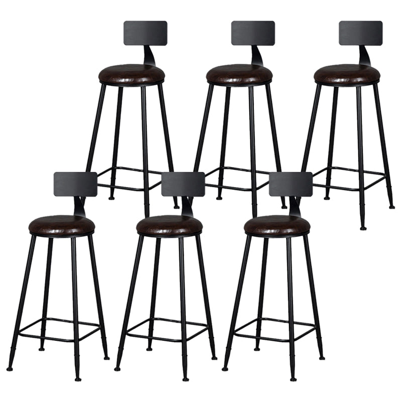 Industrial Footrest Milk Tea Shop Stool Low Back Iron Bar Stool