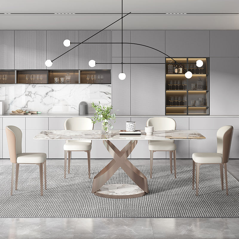 Luxury Sintered Stone Top Dining Set Rectangle 1/4/5/6 Pieces Dining Room Table Set